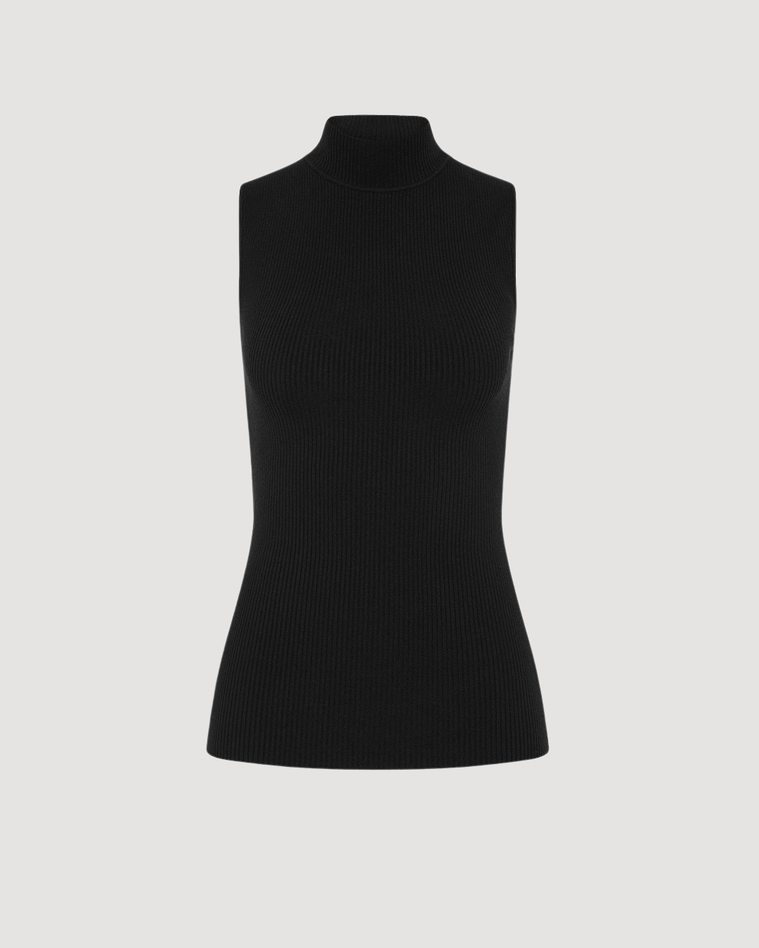 Mock Neck Ribbed Top in Black