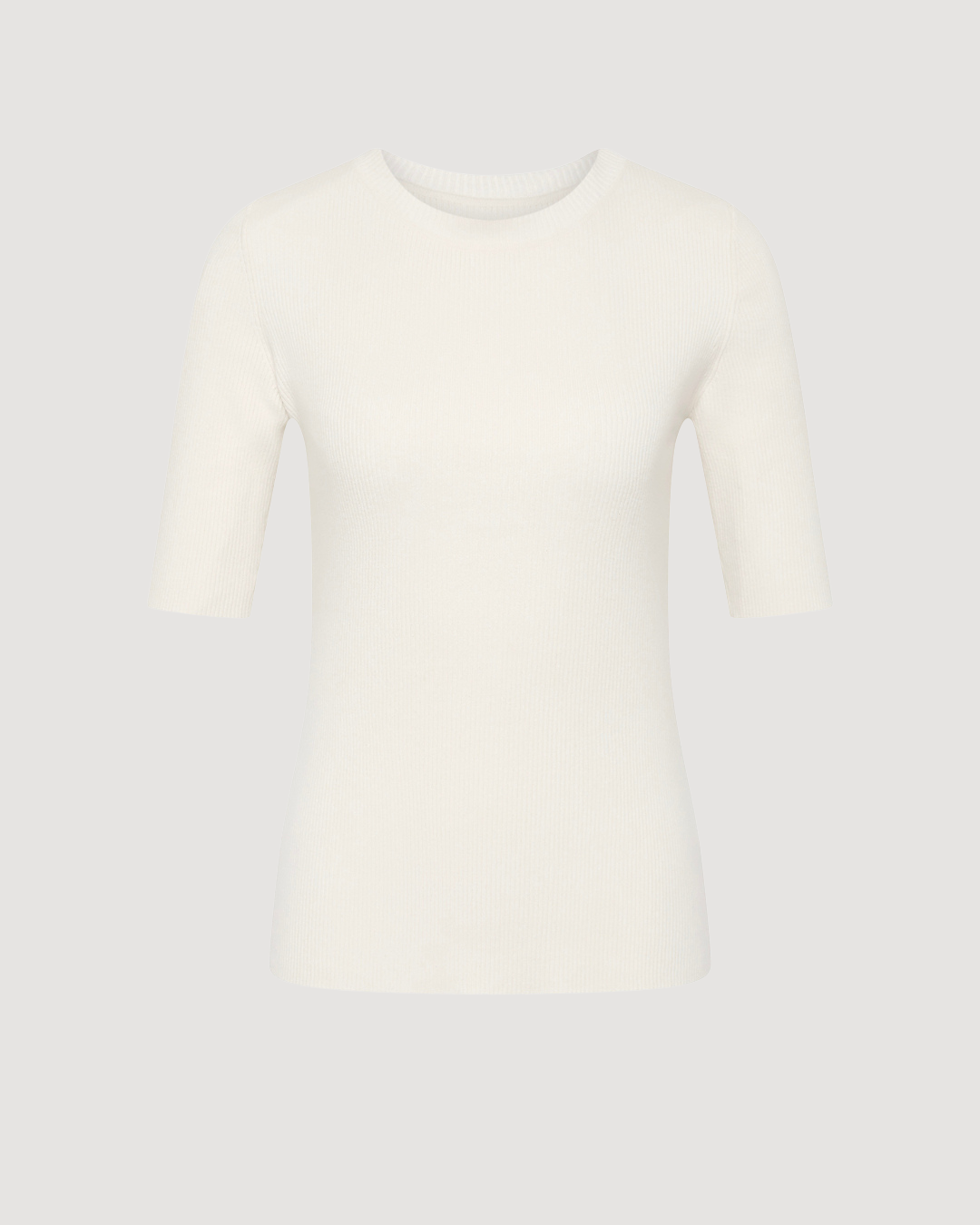 Knit Rib Half Sleeve Top in Ivory