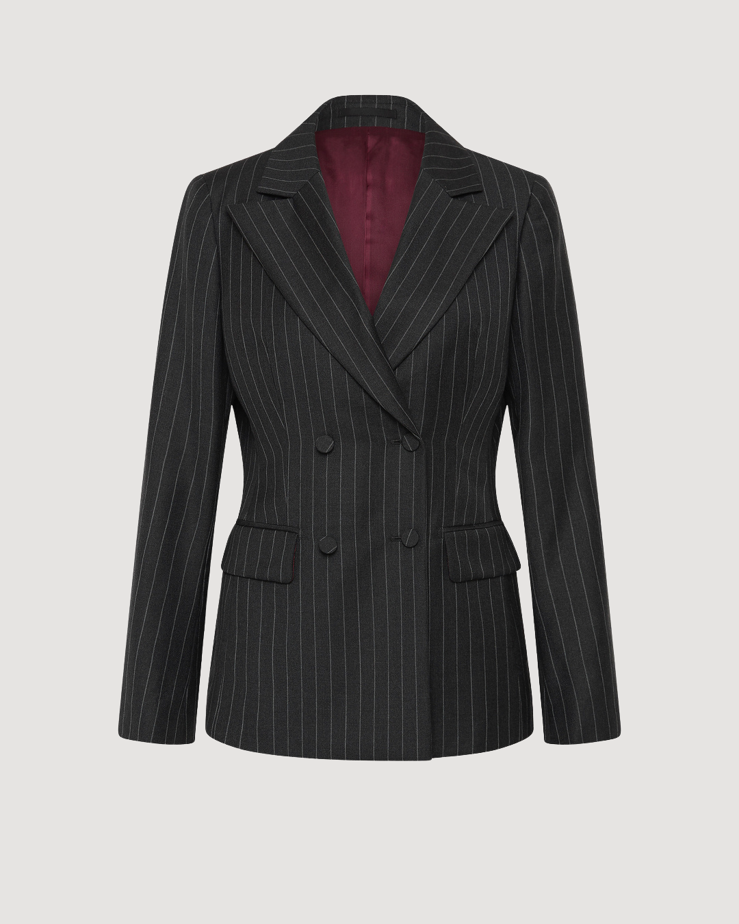 Lucille Blazer in Charcoal Pinstripe