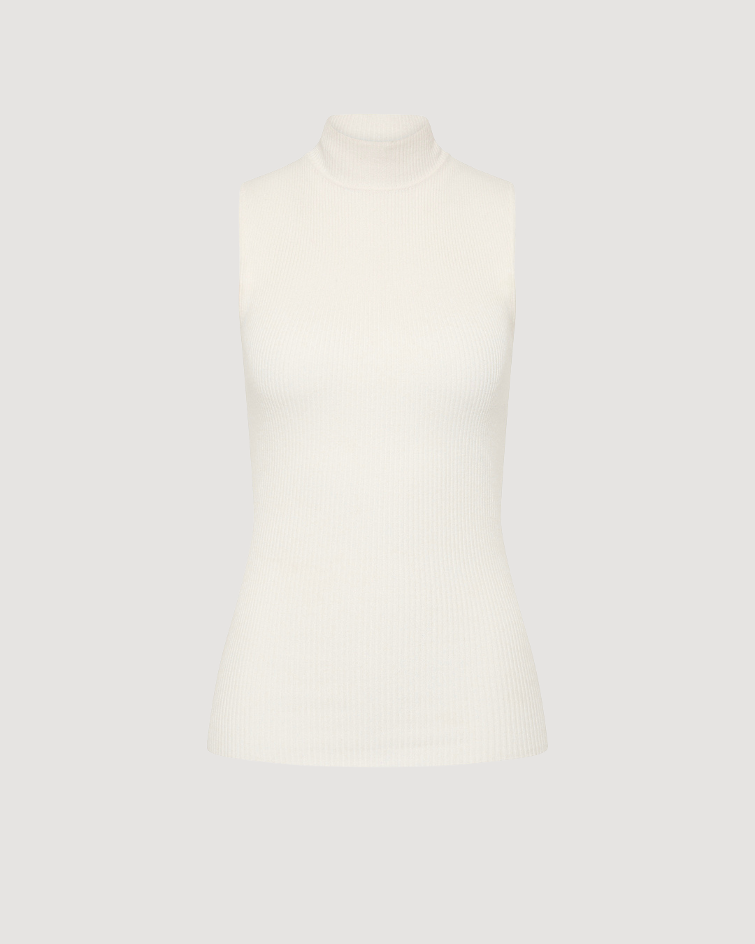 Mock Neck Ribbed Top in Ivory