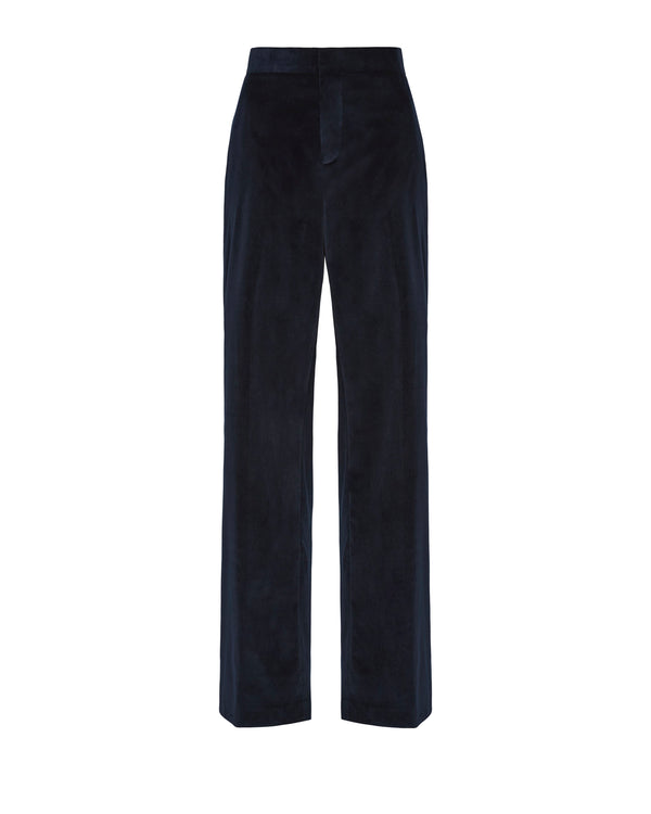 Italian Cotton Velvet Tailored Trouser in Notte (Preorder)