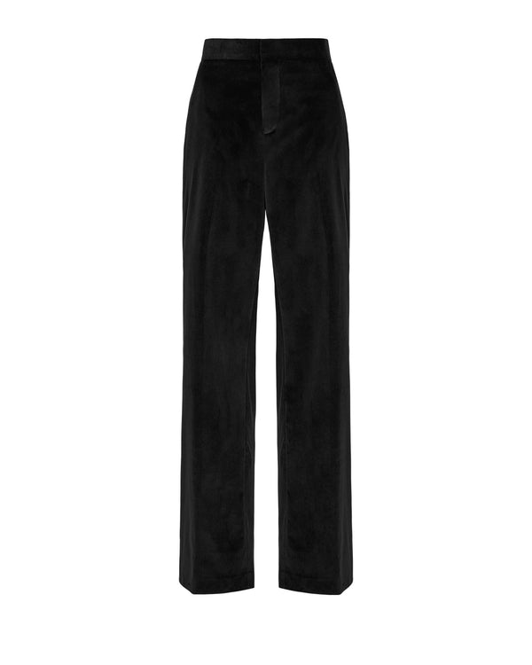Italian Cotton Velvet Tailored Trouser in Black (Preorder)