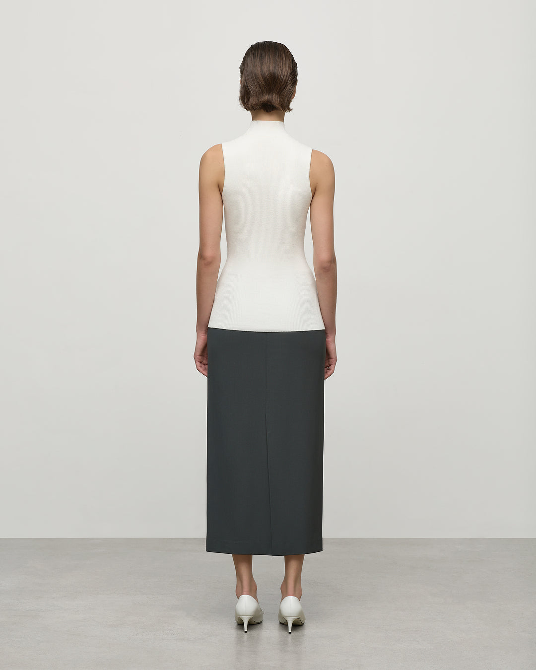 Mock Neck Ribbed Top in Ivory