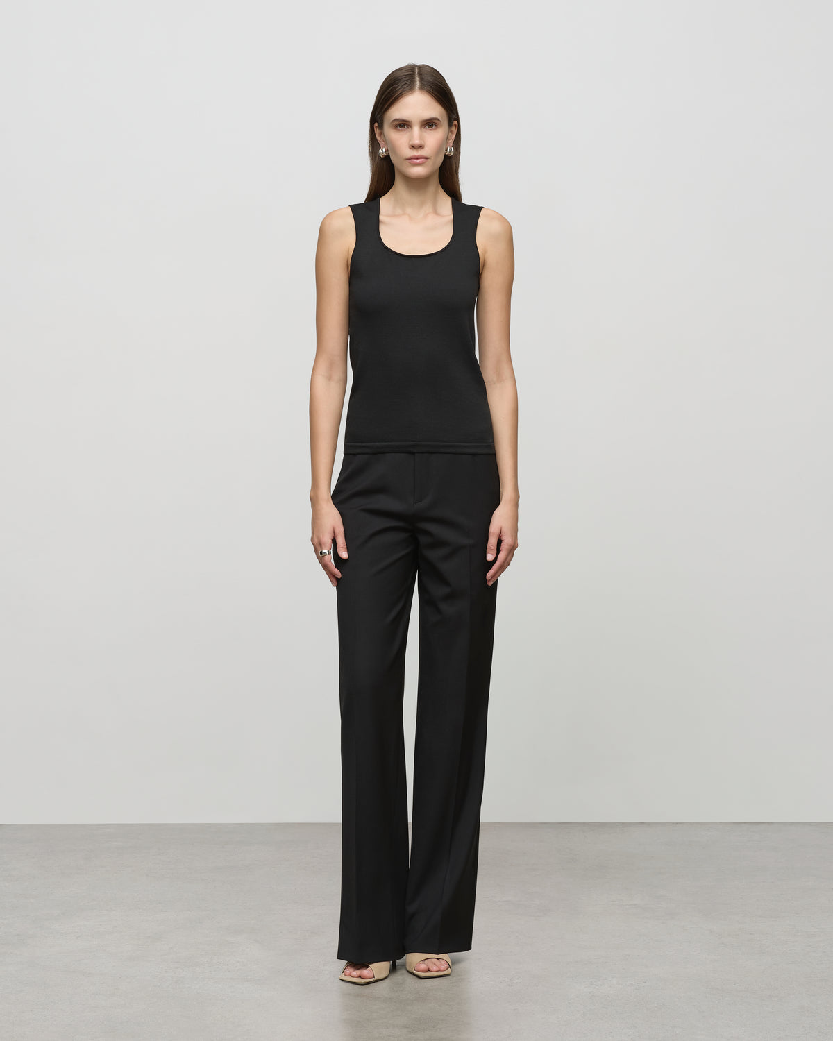 Scoop Neck Knit Tank in Black