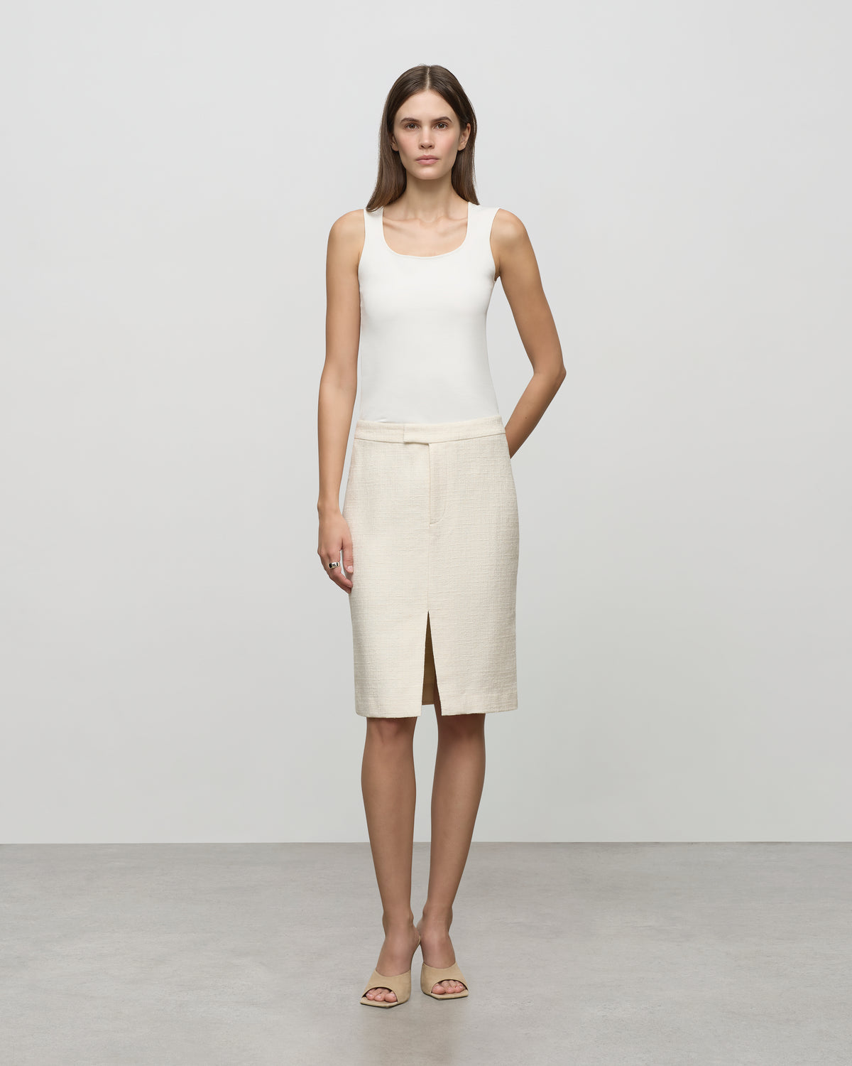 Scoop Neck Knit Tank in Ivory