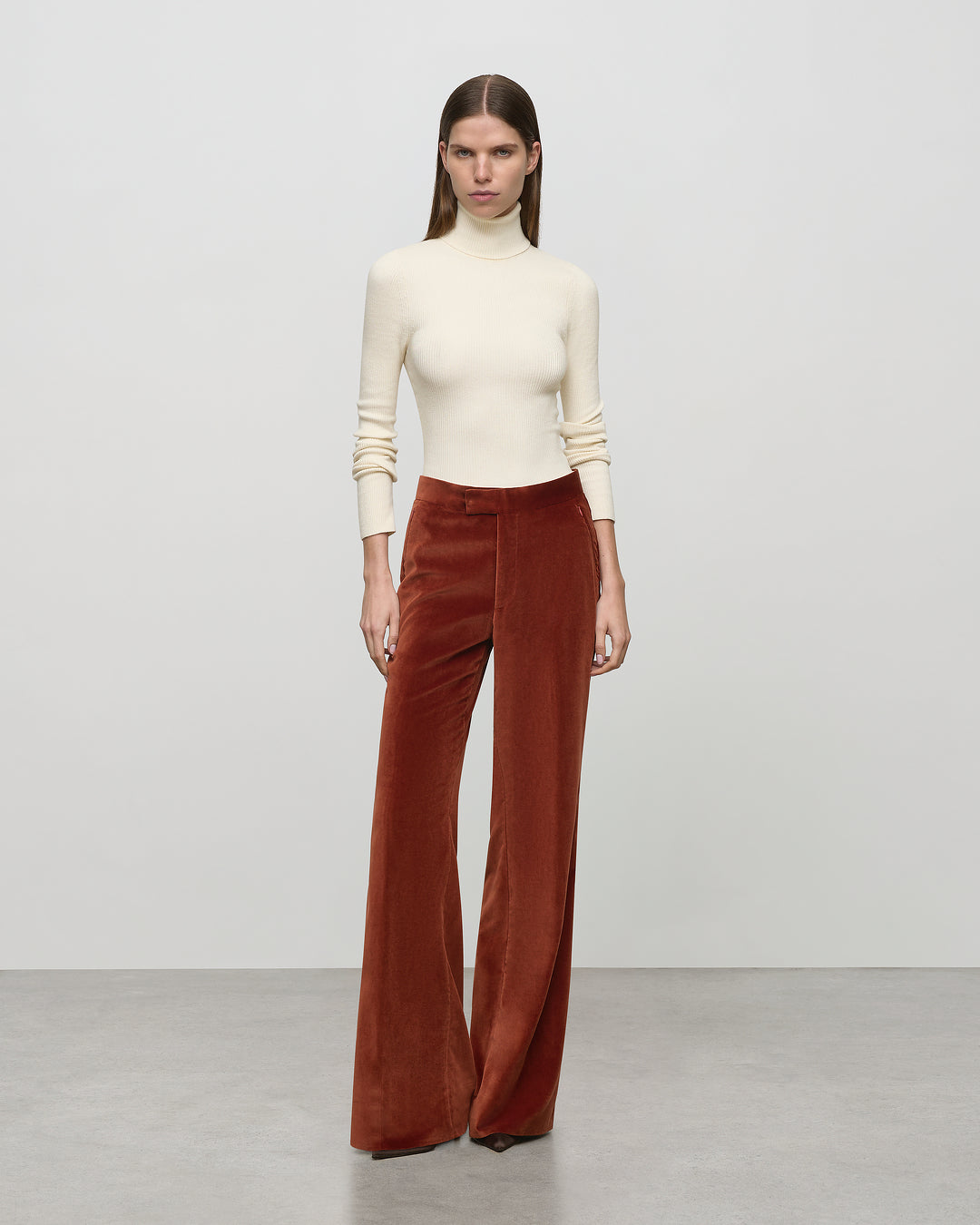 Rosa Flared Trouser in Burnt Orange