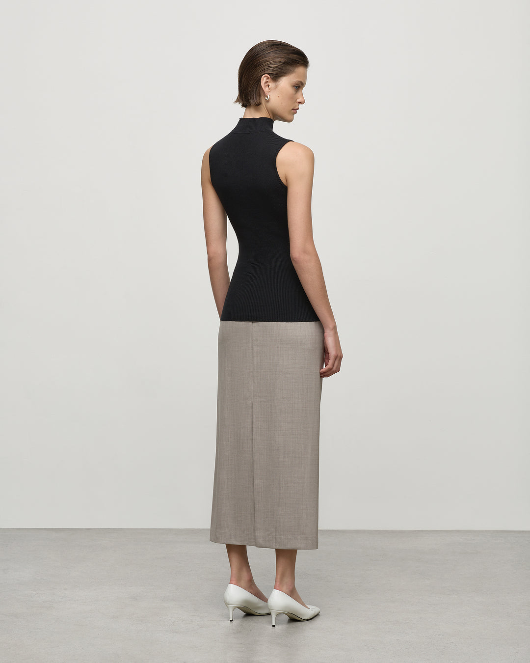 Mock Neck Ribbed Top in Black