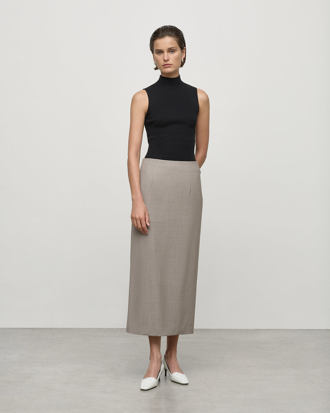 Midi Skirt in Oyster