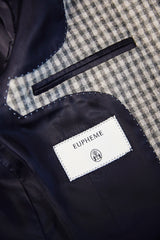 Italian Wool Flannel Tailored Blazer in Gingham Grey