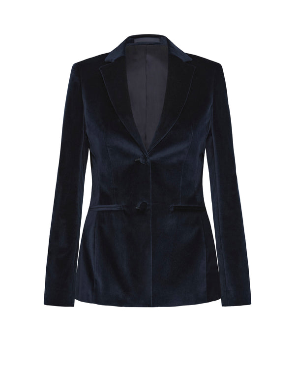 Italian Cotton Velvet Tailored Blazer in Notte (Preorder)