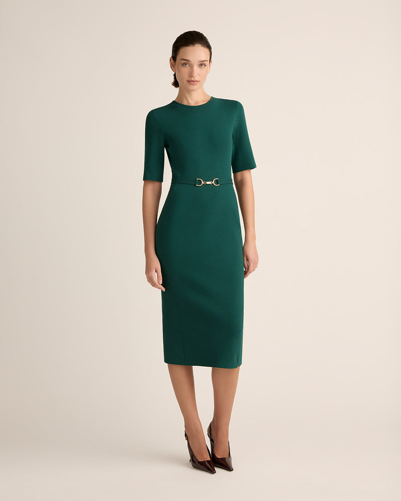 Organic Supima Crepe Midi Dress with Mint® in Emerald