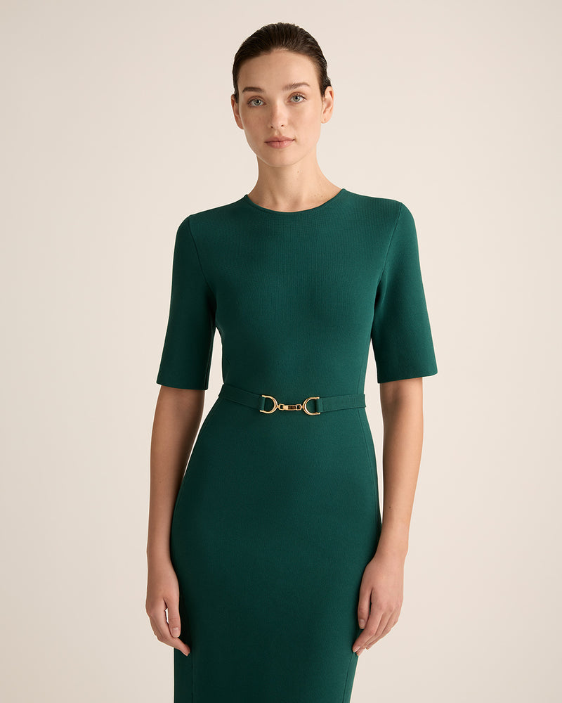 Organic Supima Crepe Midi Dress with Mint® in Emerald