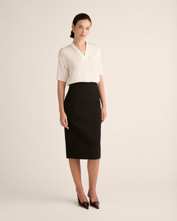 Italian Wool Crepe Midi Skirt