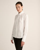 Classic Fit Low Wrinkle Cotton Shirt in White Poplin