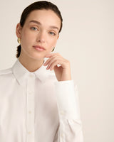 Classic Fit Low Wrinkle Cotton Shirt in White Poplin