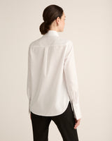 Classic Fit Low Wrinkle Cotton Shirt in White Poplin