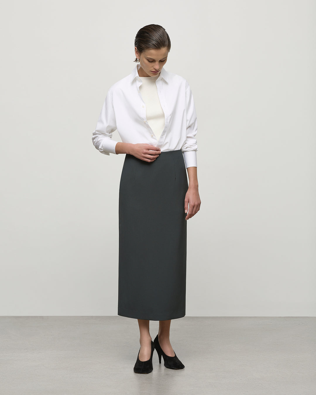 Midi Skirt in Olive Leaf