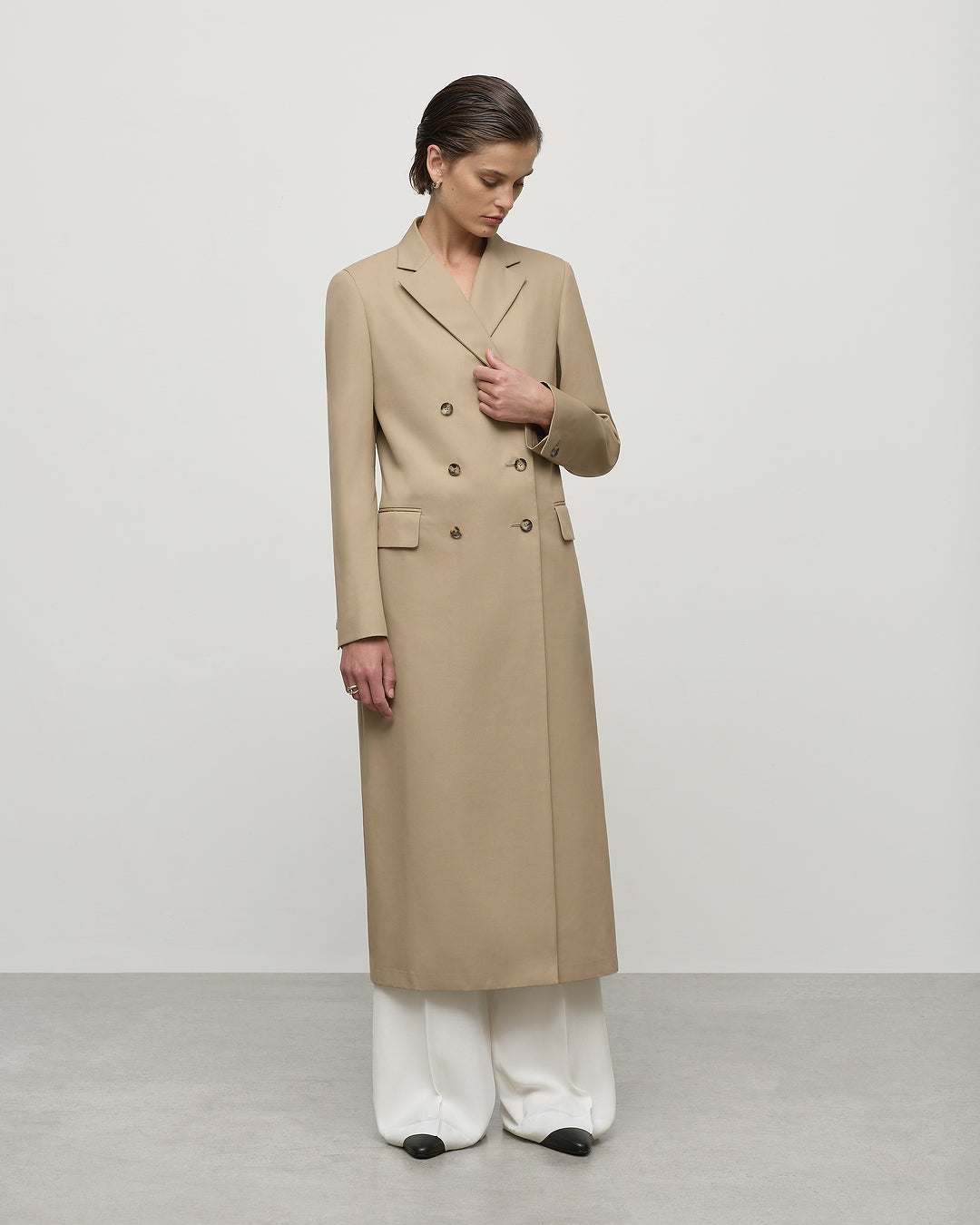 Double Breasted Trench Coat in Sandstone