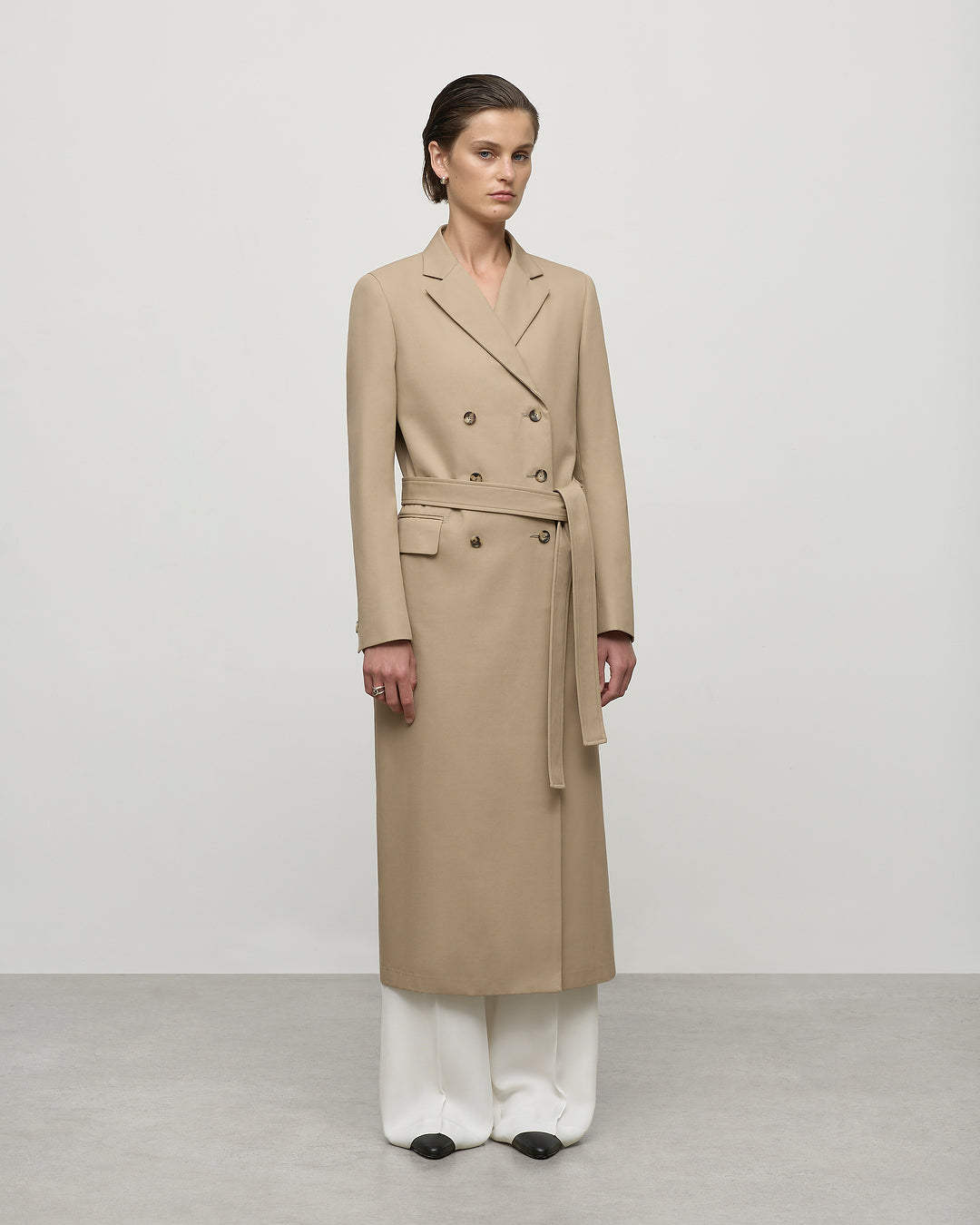 Double Breasted Trench Coat in Sandstone