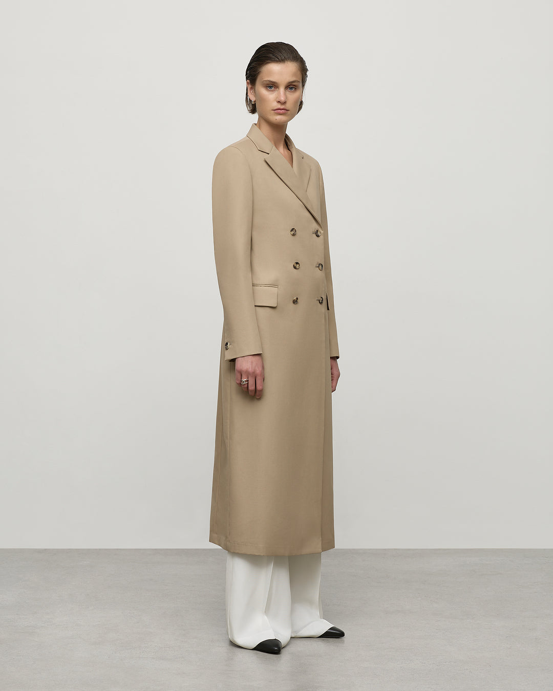 Double Breasted Trench Coat in Sandstone