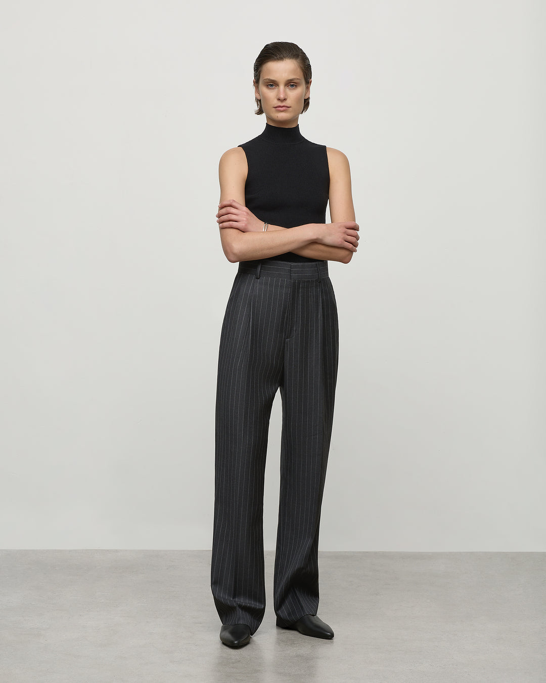 Georgina Trouser in Charcoal Pinstripe