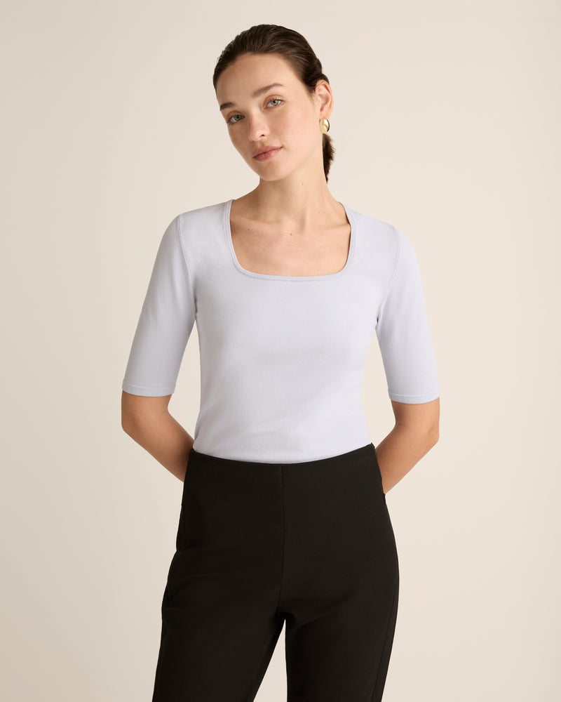 Organic Supima Crepe Half Sleeve Top with Mint® and SmartTemp® in Powder Blue