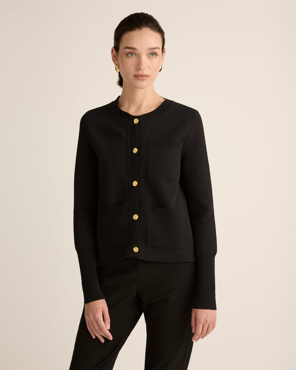 Organic Supima Crepe Cardigan with Mint® in Black