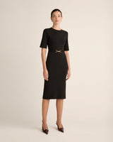 Organic Supima Crepe Midi Dress with Mint® in Black